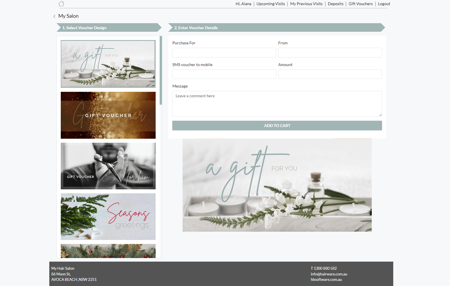 Ignite Gift Voucher Screen 